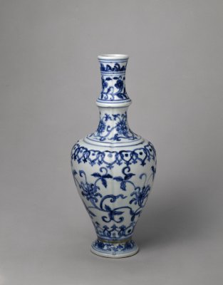 图片[1]-Blue and white melon vase with tangled branches-China Archive